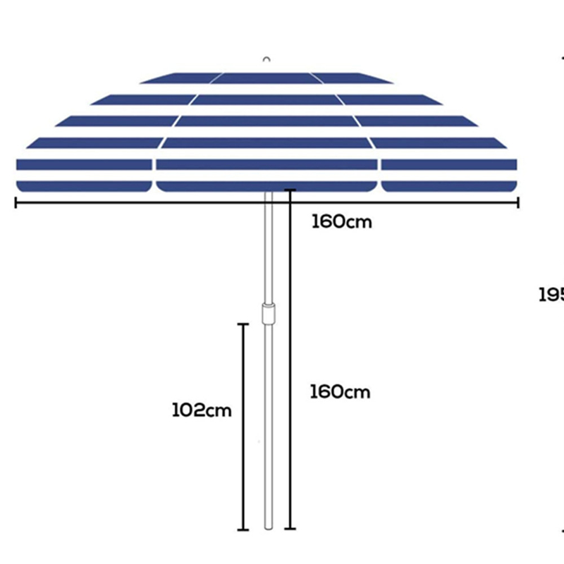 Sombrilla de playa inclinable con rejilla de ventilación